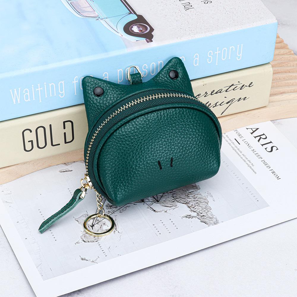 Leather Coin Purse Pouch Mini Wallet Change Purses with Keychain Women Zipper Closure Small Coin Holder Student Wallets