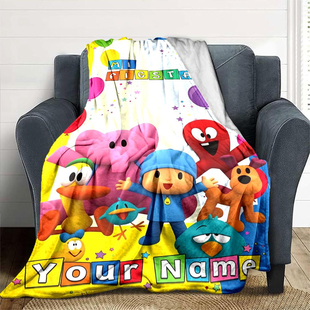 Pocoyo Personalized Name Blanket Cozy Personalized Blanket Comfortable Suitable for Chair Home Decor Picnics Sofa All-Season Use