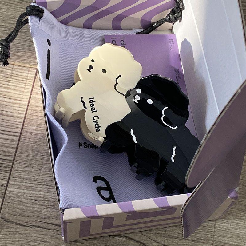 1 Stück cremefarbene Welpen-Kratzspange, hochwertige niedliche Acetat-Haarspange, kombiniert mit Haiklammer für Mädchen