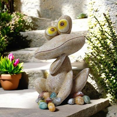 Creative Resin Frog Statue Cute Handicraft Animal Sculpture Cartoon Miniatures Figurine Park
