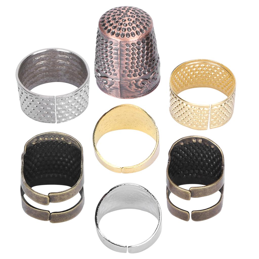 Conjunto de 7 peças de dedal de costura ajustável de latão e cobre para proteção dos dedos, acessórios para artesanato faça você mesmo
