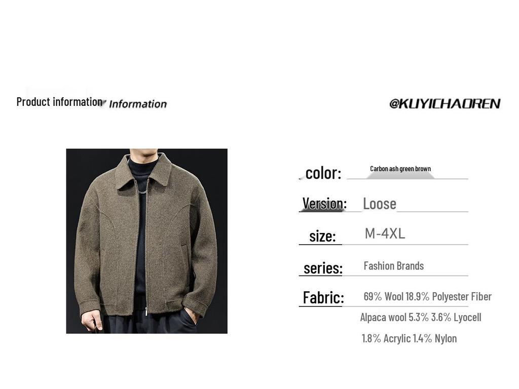 Men's American Style Heavyweight Wool Cashmere Jacket - Double-faced, Thickened, High-end, Plus Size Casual Outerwear for 2025.