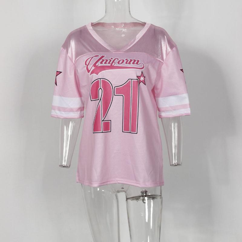 Европейский и американский модный тренд с V-образным вырезом, цифровая печать, Y2K, повседневный свободный топ S