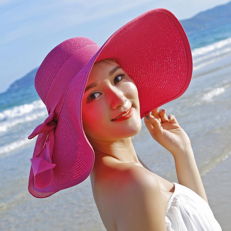 Kšiltovka s širokým velkým okrajem Summer Beach Sun Straw Beach Derby Hat