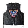 Leder Motorradweste, Herren Lederweste, Europäische und Amerikanische Radfahrerweste, Ganzjahresweste, Besticktes Abzeichen Sonderangebot