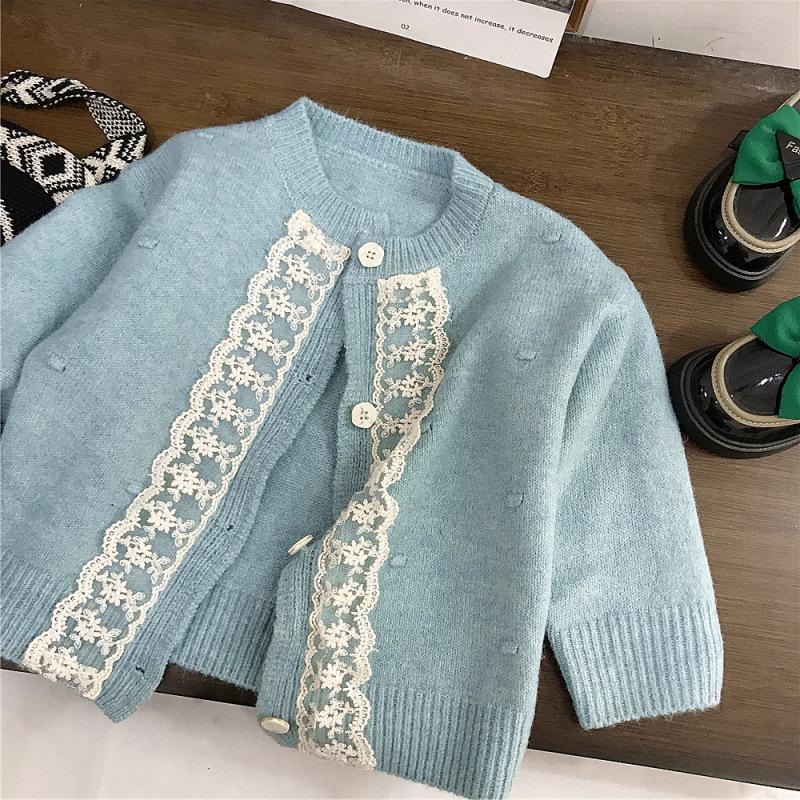 Ensemble Robe Florale d'Automne pour Filles Coréennes et Gilet à Bordure en Dentelle