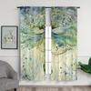 2pcs Green Dragonfly Flower Flower Digital Printing Living Room Curtain Semi Blocking Curtain Translucent Grommet Top Curtain