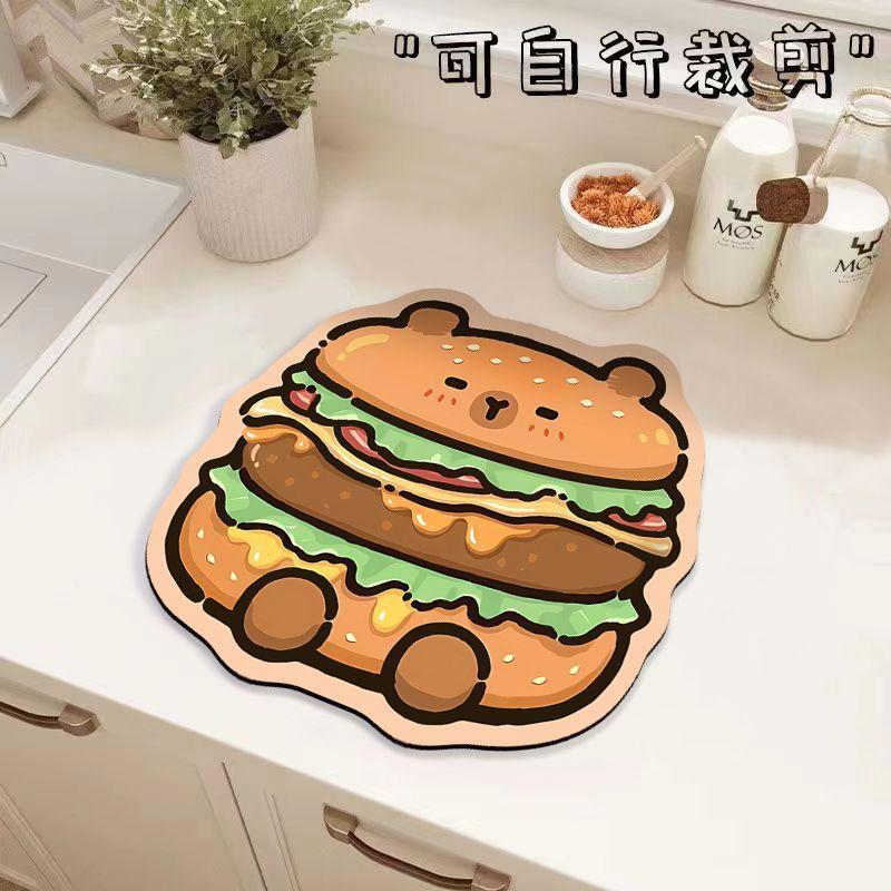 Cartoon Diatom Mud Table Mat, Kitchen Countertop Drain Mat, Anti-Scalding And Water-Absorbing Quick-Drying Mat, Wear-Resistant And Dirt-Resistant
