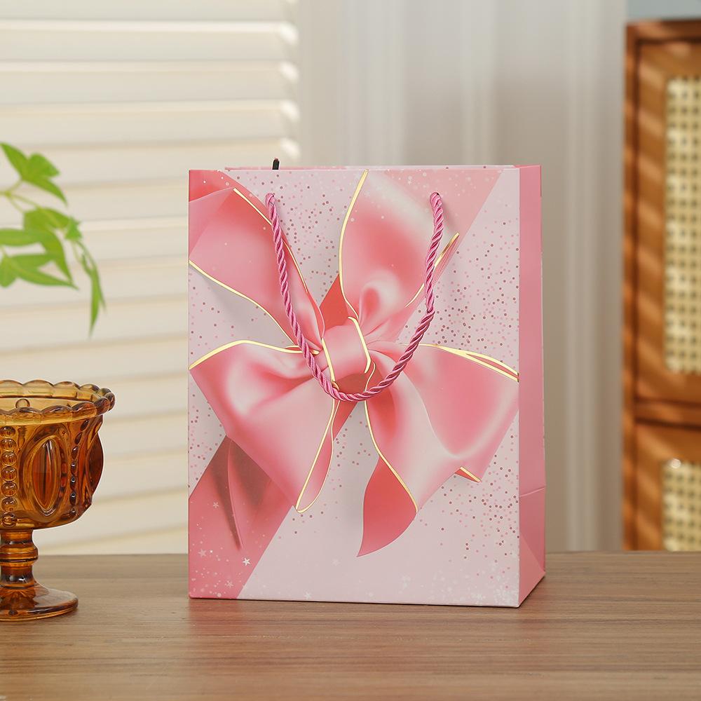 20pcs Luxury Bow Gift Bags Gold Foil Paper Gift Packaging Bags with Handles for Holiday Wedding Birthday Party Gifts