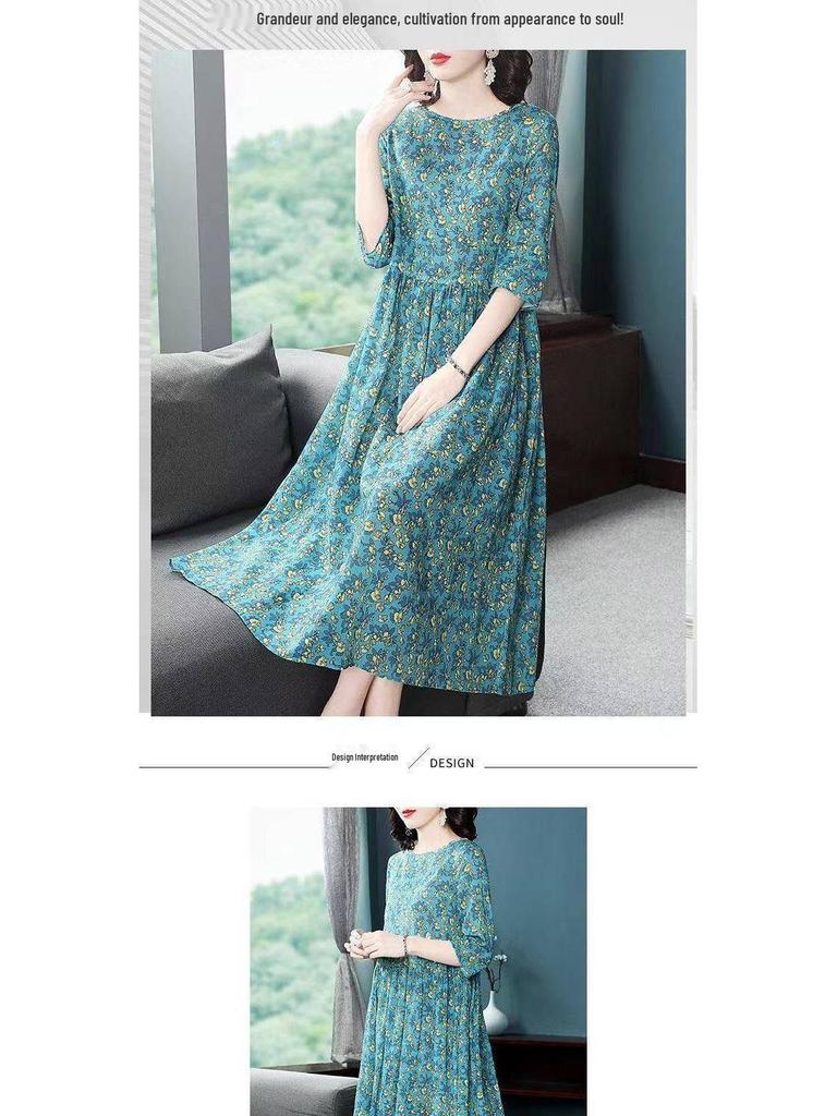 2025 Sommerliches florales Übergrößen-Midikleid für Damen - Elegantes & jugendliches Design