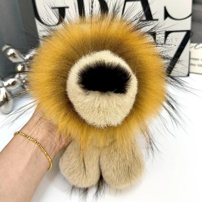 Little Lion Plush Backpack Accessories Pendant Real Rex Rabbit Hair Keychain Pendant Doll Doll Bag Pendant
