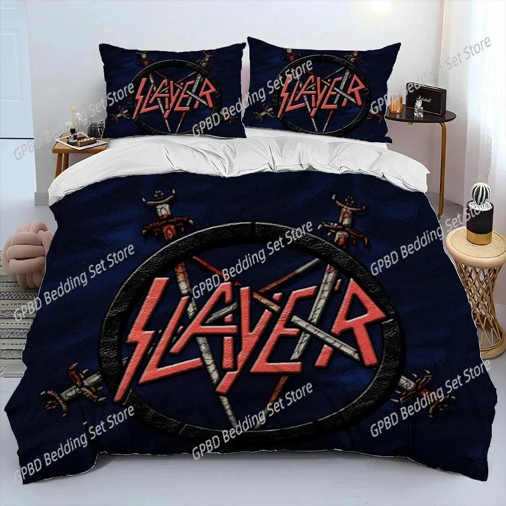3D Print Slayer Heavy Metal Bplus Music Beding Set Bedrom Soft Modern Bedspreads Comefortable Soft with Soft Fabric Duvet Cover Quilt Pilowcase