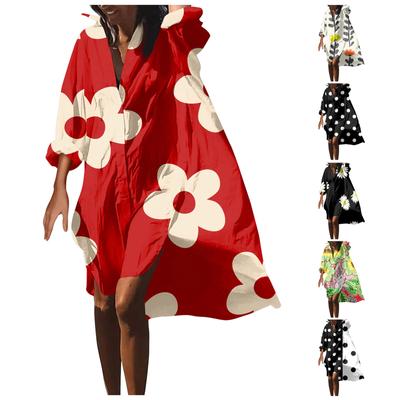 Fashion Women's Printed Blouse Loose Holiday Shirt Long Sleeve Dress