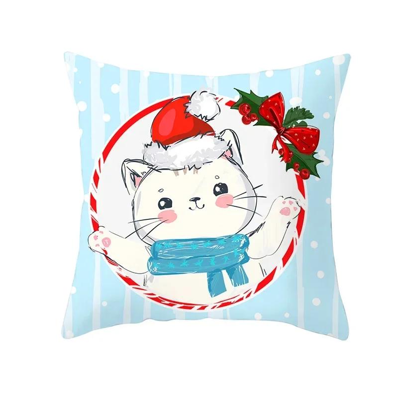 Polyester Fiber Green Series Christmas 2024 Pillow Cover Sofa Cushion Home Decorative Pillows Cover