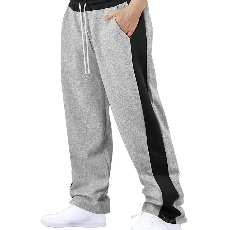 

Pants Men Pants Autumn Winter Patchwork Color Loose Straight Tube Drawstring Casual Pants Men XXXL