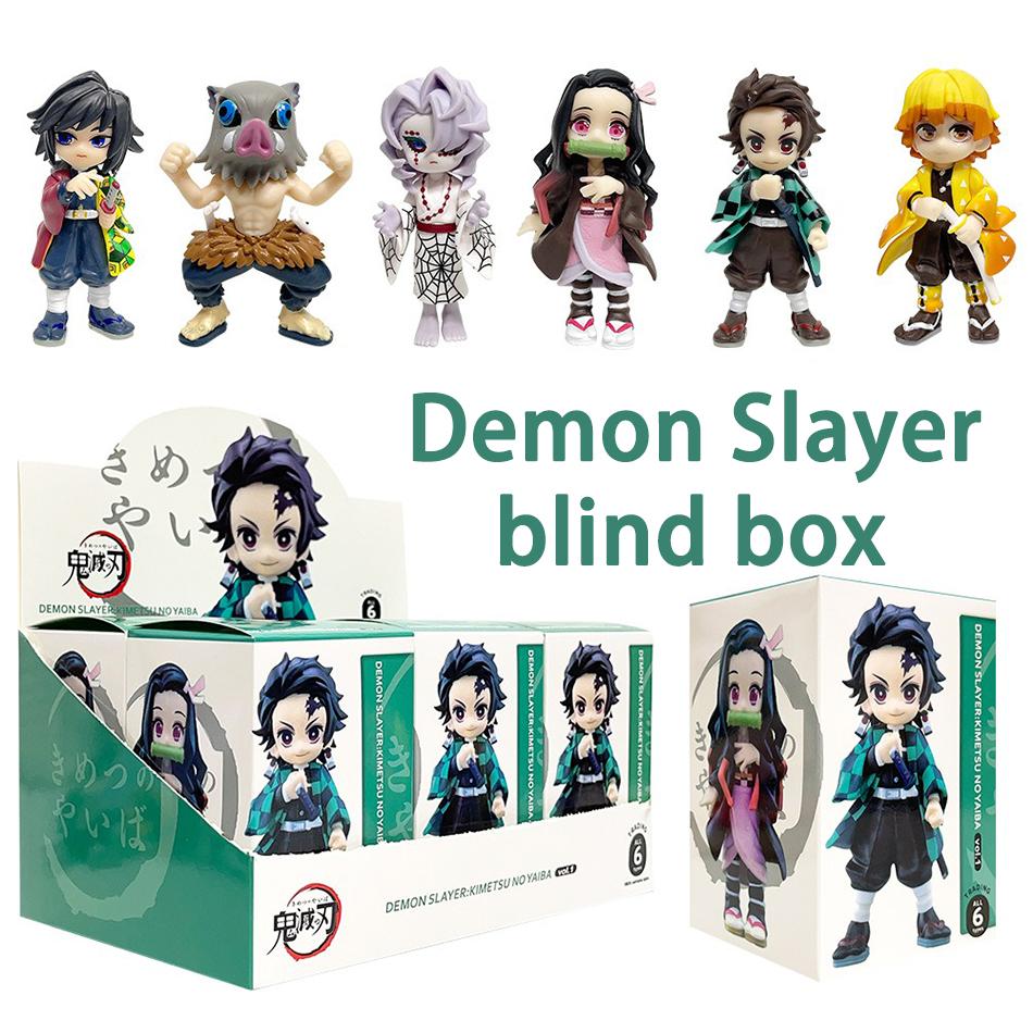 Anime Demon Slayer Kimetsu no Yaiba Multiform Figure Blind Box Beans Tanjiro Action Figure Warrior PVC Model Christmas Gift