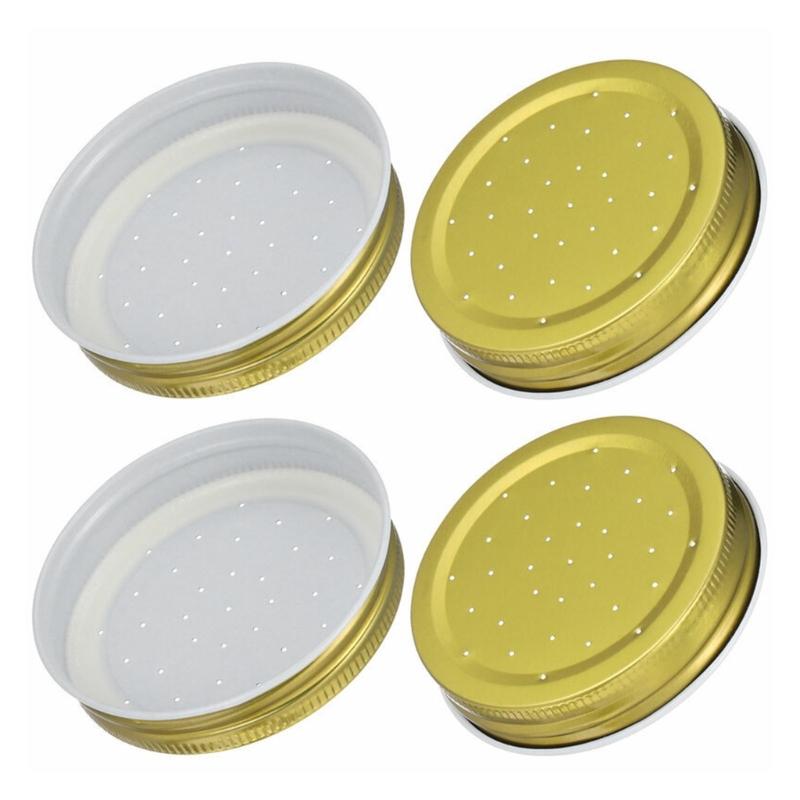 10Pcs Bees Entrance Feeders Perforated Iron Jar Lid Bees Hives Waterer Bees Canning Feeder Beekeeping Supplies