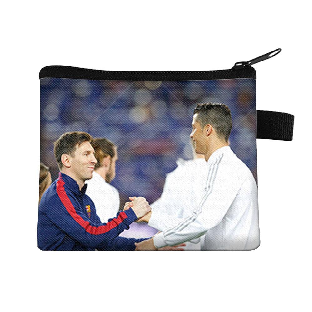 Borsa cambio per bambini stella del calcio Borsa porta carte portatile Borsa porta monete chiavi in poliestere Borsa a pochette