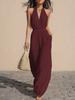 Women Halter Neck Sleeveless Wide Leg Jumpsuit Solid Color Casual Loose Fit Playsuit