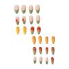 3D Mango Press On Nails 24Pcs Korean Style Artificial Nails with Gradient Green Yellow Design for Daily Party Wedding