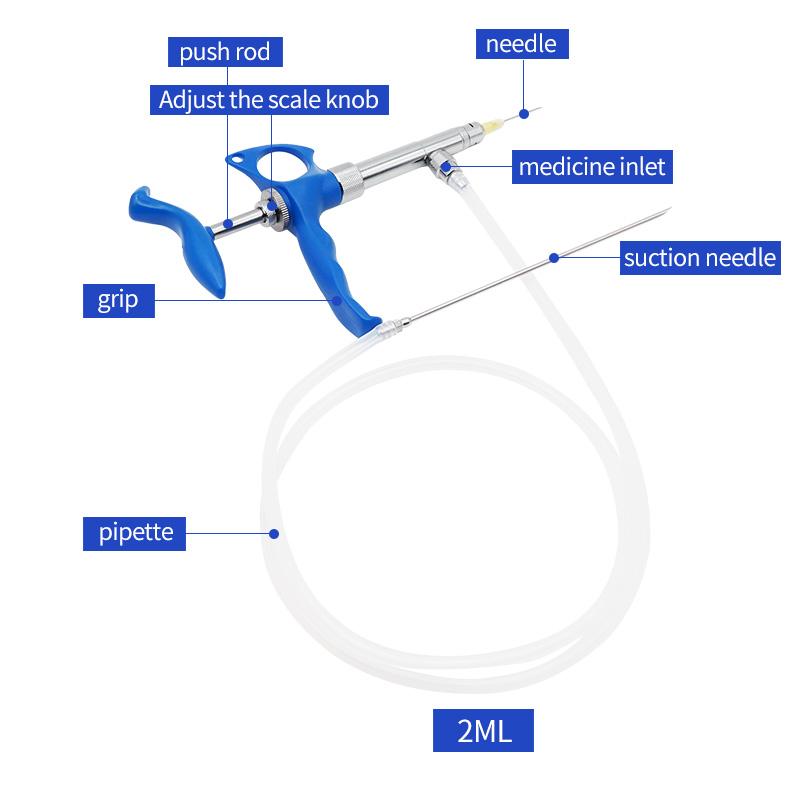0.75Ml/2Ml Veterinary Continuous Vaccine Syringe Adjustable Quantitative Metal Continuous Syringe Livestock Veterinary Tools