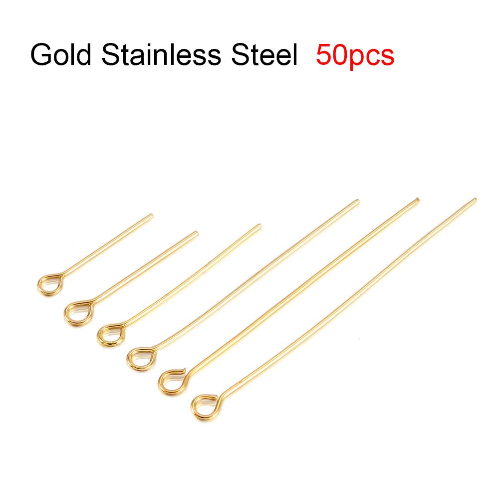 50-100pcs Stainless Steel Heads Eye Flat Head Pin Gold Silver Plated Ball Head Pins Findings For Jewelry Making  Accessories