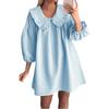 Women's Fashionable And Casual Puff Sleeve Lapel Doll Collar Loose Dress