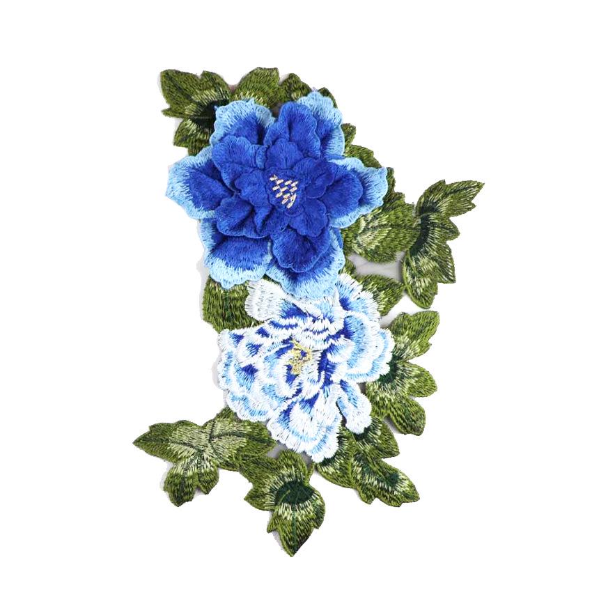 Three-Dimensional Peony Lace Embroidered Patch for Clothing