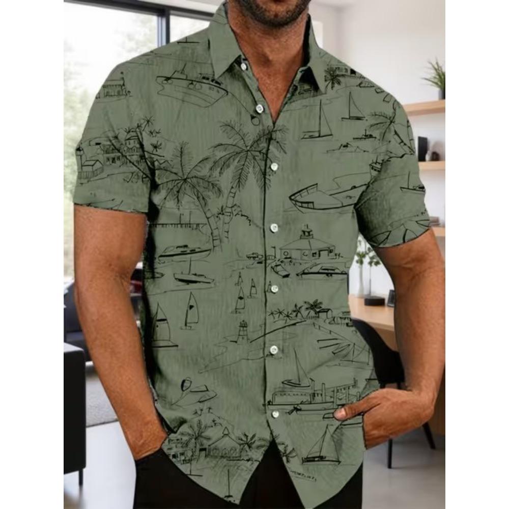 Men's Retro Fashion Pattern 3D Print Shirt Button Up Shirt Casual Shirt Summer Shirt Short Sleeve Daily Vacation Clothing