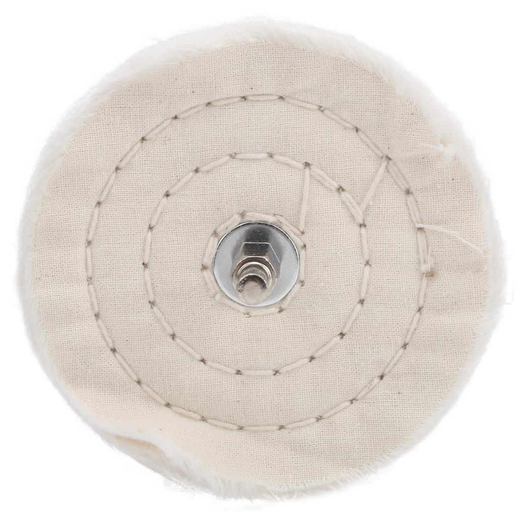 Weißes Poliertuchrad Flachtyp Baumwolle Spiegeloberflächenschleifwerkzeuge mit Griff 100 mm