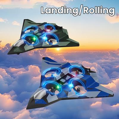 Remote Control Airplane Toy with LED Lights 360 Degrees Flip Mini Foam Fighter Jet Model Speeds