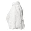 Women's Eyelet Crop Top Button Front Blouse Puff Sleeve V Neck Lightweight Summer Shirt