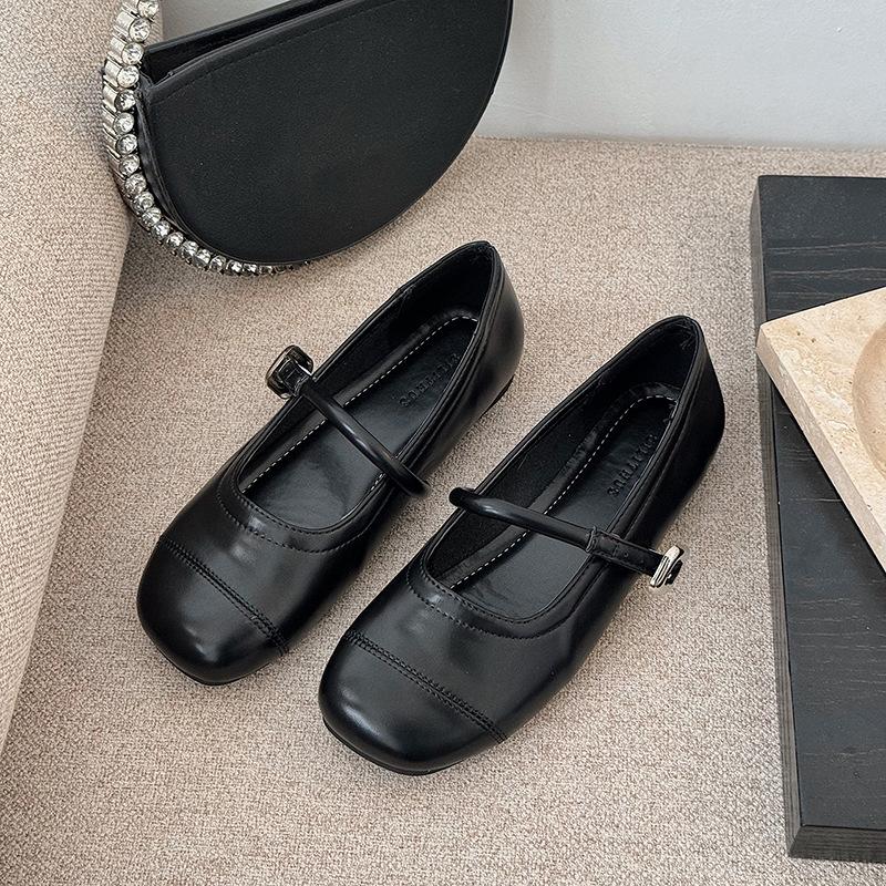 

С юбкой туфли Мэри Джейн женская обувь 2025 весна и осень новая плоская обувь бини серебряные маленькие кожаные туфли 40 чёрный