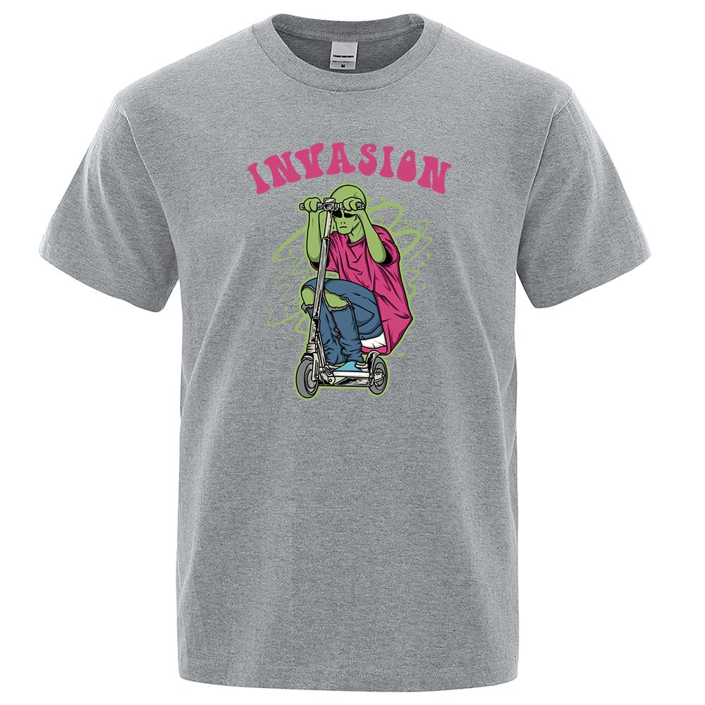 Koszulki graficzne Aliens Ride Scooters Moda męska Luźne Oversize'owe Topy Casualowa Luksusowa Bawełniana Koszulka