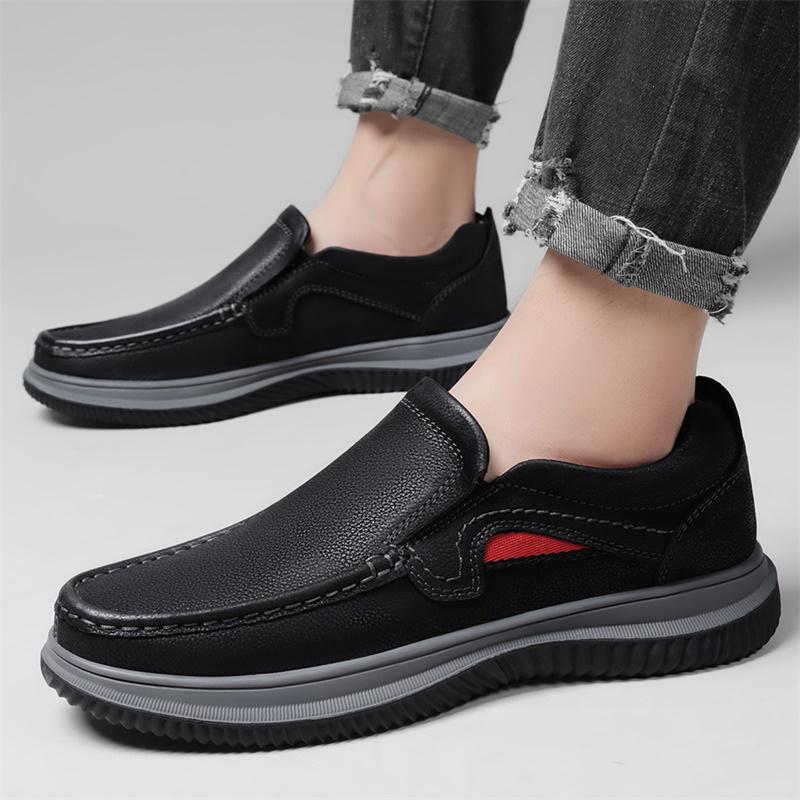 Genuine Leather Slip-On Loafers Comfortable Moccasins Driving Shoes Breathable Male Casual Flats All-match Mens Dress Footwear