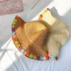 Hyunya Colored Flower Edge Foldable Straw Hat Women's Summer Sun Hat Small Fresh Beach Hat Seaside Vacation Sun Protection