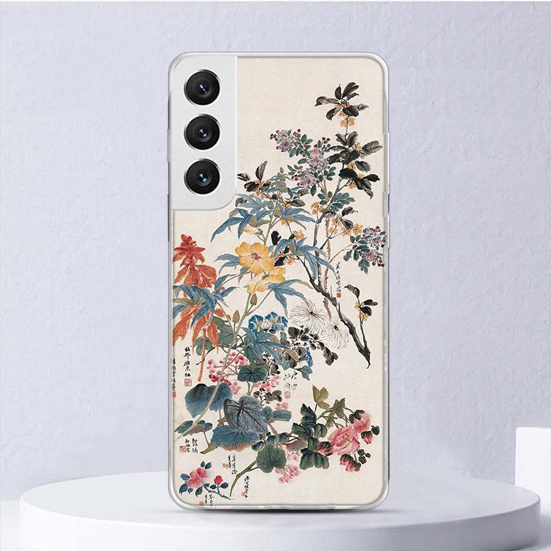 Chinese Style ink Painting Art Soft Case For Samsung Galaxy S25 S24 S23 S22 Ultra Phone Cover S20 FE S21 Plus S25 Edge + Funda C