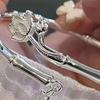 Flower Decor Women Bangle Chinese Character Pendant Adjustable Bamboo Shape Open Bracelet Jewelry Accessories