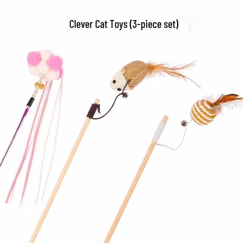 Cat Feather Teaser Wand Toy Set