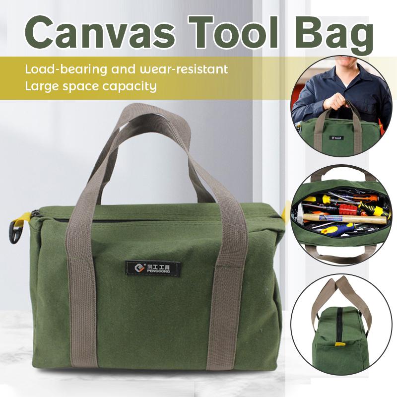 Portable Canvas Storage Bag Waterproof Tools Organizer Storage Kit Hand Heavy Duty Large Working Bag for Garden/Outdoor Camping