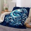 1pc Dolphin Printing Lightweight Flannel Blanket, Comfortable and Warm Blanket, for Camping Sofa Bed and Couch Office, Gift