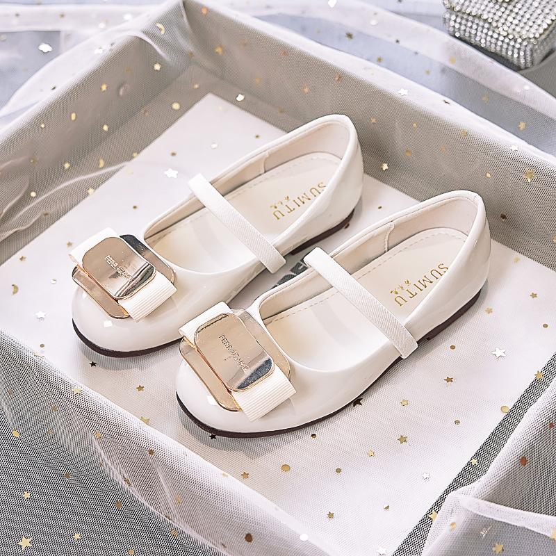 Girls princess shoes 2025 spring new silver show wedding soft sole with dress girls leather shoes children's single shoes