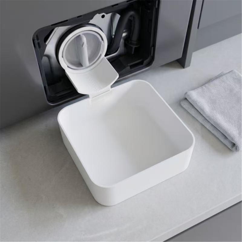 Drain Guide Tray for Washer Area 2 Piece PE Plastic Funnel Tray Set with Square Form and Curved Water Channel for Laundry Room Drain Use