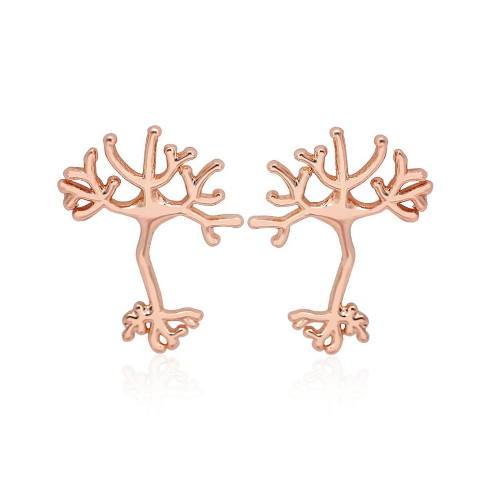 Oly2u Neuron Earrings for Women Anatomy Neuron Stud Earrings Life Tree Biology gift for men girl