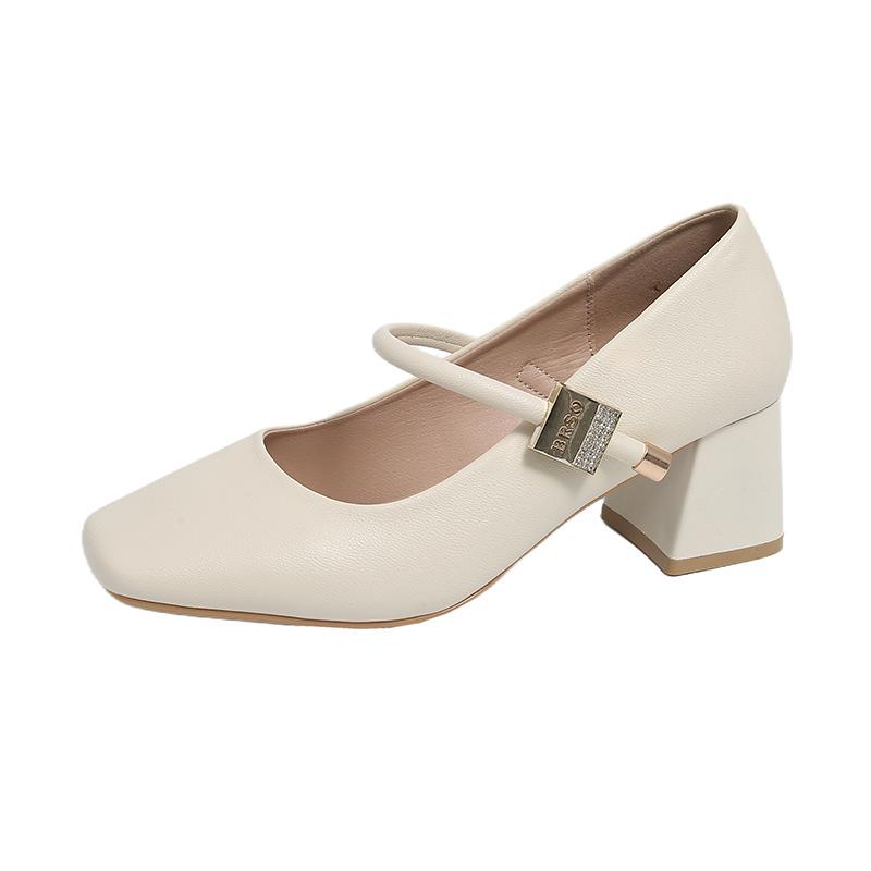 Mary Jane Schuhe 2025 neue koreanische Version dicker Absatz High Heels mit Rock Feenstil modisch und bequem kleine Lederschuhe