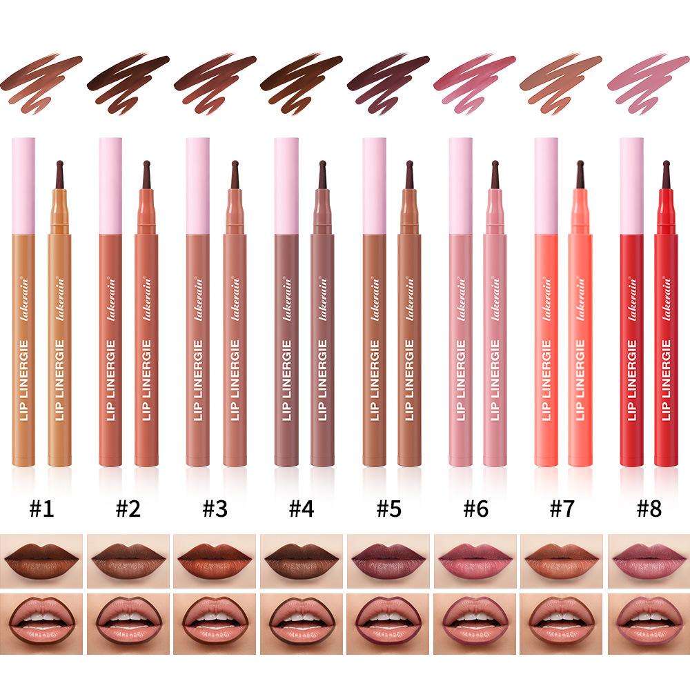 8pz Matita Labbra GIE: 8 Tonalità di Matita Labbra Nude Leggera con Punta in Feltro a Sfera, Lunga Tenuta Impermeabile e Anti-Macchia, Macchia Transfer-Proof