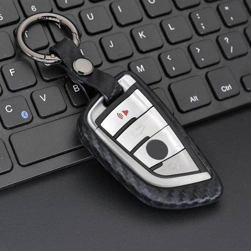 Carbon Fiber Silicone Remote Car Key Fob Case Cover Shell Keychain For BMW 3 5 7 Series X3 X5 X6 F10 F20 F15 F16 F30 G20 G30 G32