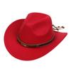 Women Men Western Cowboy Hat, Wide Curved Brim Felt Cowgirl Hat, Vintage Jazz Riding Hat, Removable Hat Belt, Head Circumference 56‑58cm