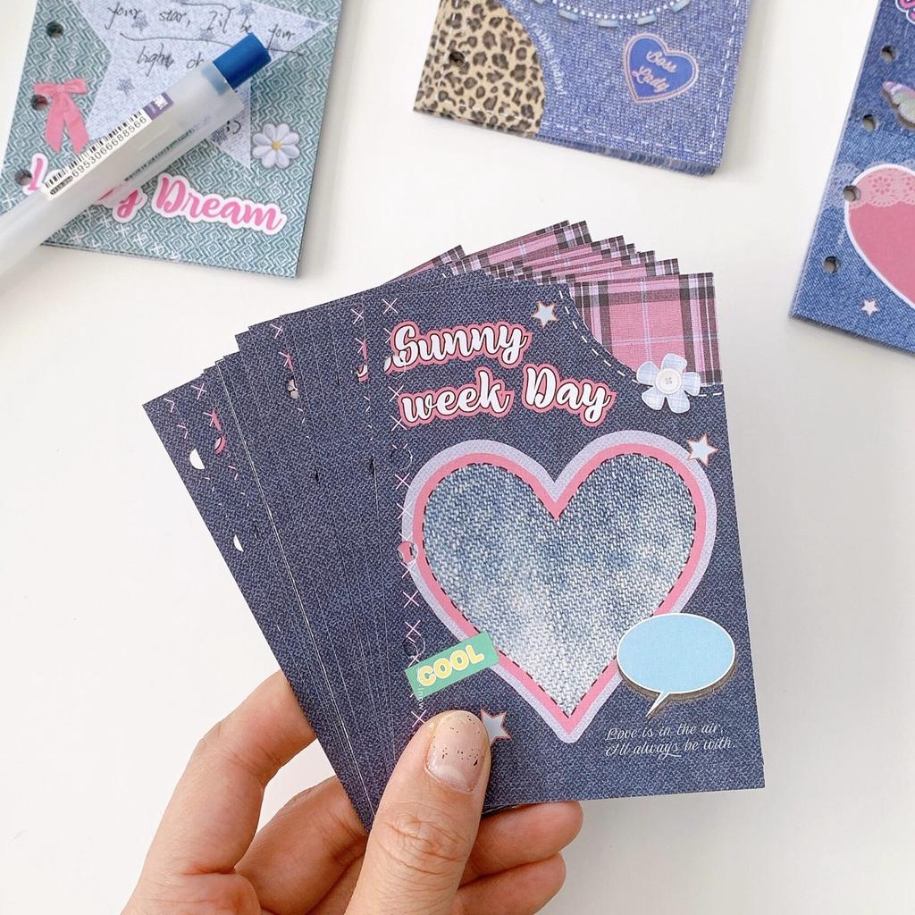 Retro Denim M5 Loose Leaf Refill Pages Journal Notebook Inserts for Collage Decoration Sticky Memo Pad Vintage DIY Planner Paper