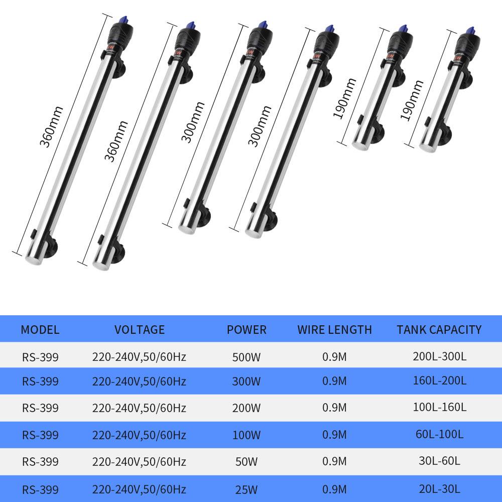 Risheng Explosion-Proof Stainless Steel Aquarium Heater Thermostat Rod